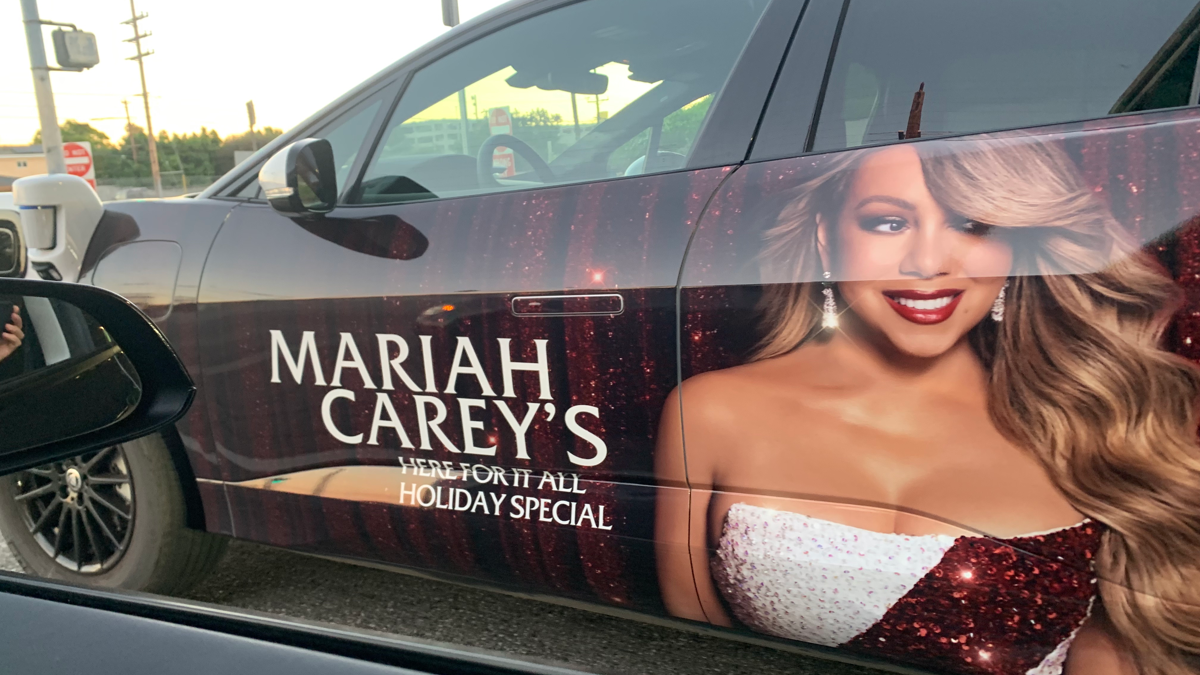 Mariah Carey Holiday Blowout Continues with Waymo Wrap