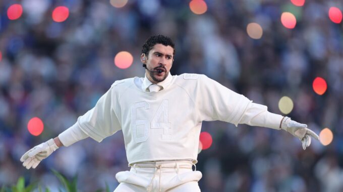 Bad Bunny makes Puerto Rico the home team in a vivid Super Bowl halftime show : NPR