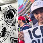 Tom Morello Displays ICE Protest Sign While Attending Super Bowl
