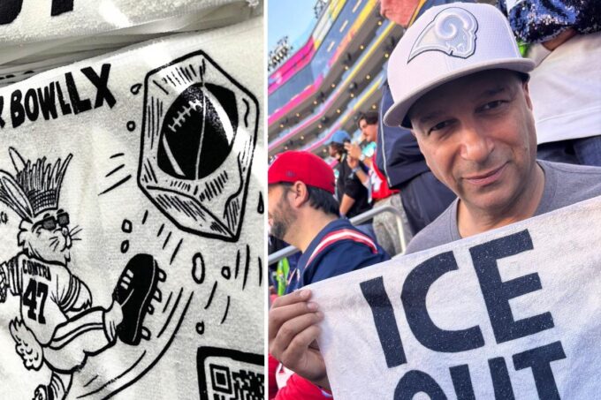 Tom Morello Displays ICE Protest Sign While Attending Super Bowl