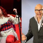 Watch Harry Hill join CMAT onstage at London Alexandra Palace show dressed as a dartboard