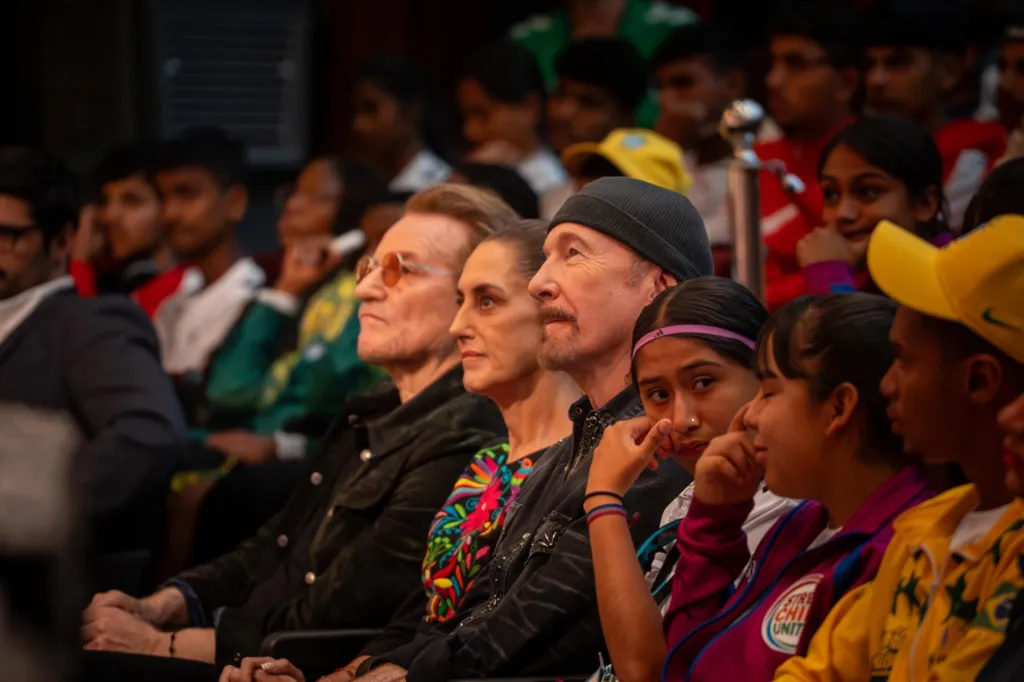 Bono & The Edge Join Claudia Sheinbaum at Street Child World Cup Event